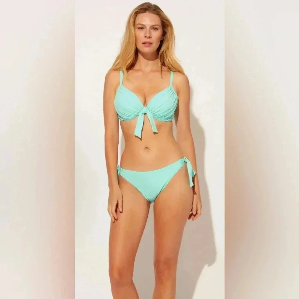 Bleu Rod Beattie Goddess Tie Front Underwire Bikini Top Size 40D & Bottom Sz 14